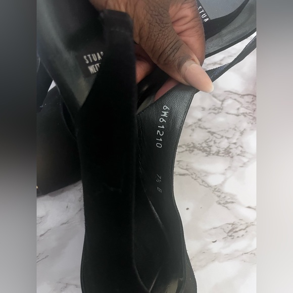 Authentic Stuart Wietzman sling back peep toe heels size 7 1/2 - Picture 3 of 4